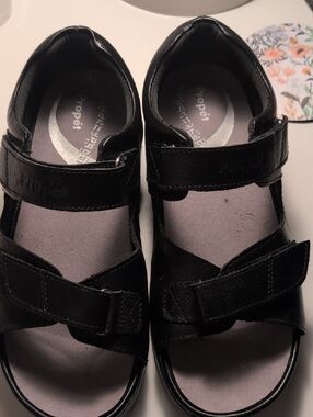 Propet Black Strappy Leather Velcro Sandals